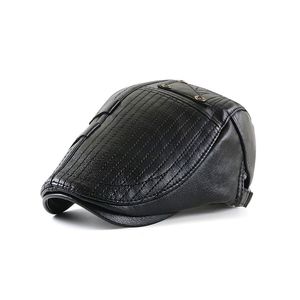 Basker läder cap pu vinter manliga varma visorer mode brev mössor för män ben gorras casual hatt 230915