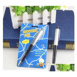 Ballpoint Pens Wholesale Spoof Fancy Funny Ball Point Pen Toy Shocking Electric Shock Gift Joke Prank Trick Fun Novelty Drop Delivery Dh5Wf