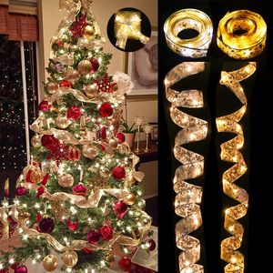 Juldekorationer Ribbon Fairy Light Decoration Tree Ornaments for Home 2023 Xmas String Lights Navidad Natal Year 2024 230919