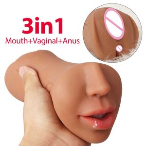 sex massager sex massagermassager Men's sex three channel famous instrument inverted mold double head nose and mouth corner silicone product airplane cup sex toy