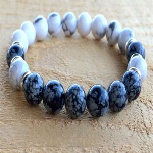 SN1070 Top Design Herren Howlith Schneeflocke Obsidian Armband Naturstein Mala Yoga Schmuck Meditation Chakra Schmuck Whole2315