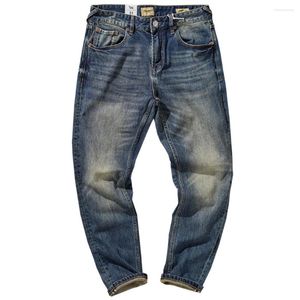 Calça jeans masculina pesada com corte reto atemporal para homens, um item básico indispensável