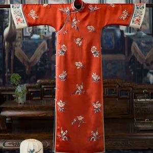 Vestidos casuais básicos primavera retro gola botão flor impressão grande manga impressão cheongsam dres roupas casamento chinês 230919