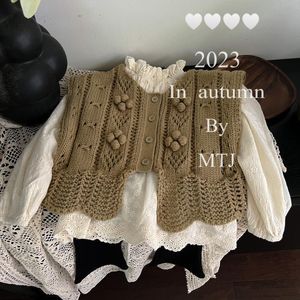 Weste für Jungen und Mädchen, Kinder, gestrickte Strickjacke, aushöhlen, handgefertigt, Ballweste, Baby, feste, lässige, ärmellose Oberteile, Weste für Kinder, Kleinkinder, Boot-Cut 230918