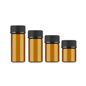 Partihandel 1 ml 2 ml 3 ml 4 ml dramar bärnsten/klara glasflaskor med plastlock insatta eteriska oljeflaskor parfymprovstestflaska LL LL