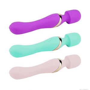 massaggiatore sessualeSmart vibratore a doppia testa ricaricabile bastone per massaggio masturbazione femminile AV climax prodotti del sesso per adulti in silicone