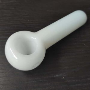 5 inch Smoking Pipe Large Spoon Pipes with Left Side Carb Hole Tobacco Bowl White Color