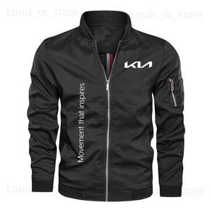 Jaquetas masculinas Venda quente nova primavera outono jaqueta masculina nova kia impressão de carro esportes à prova de vento jaqueta bomber masculina casaco militar t230919