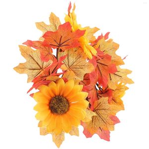 Ljushållare Maple Wreath Decorative Rings Dörrprydnader Party Supplies Simulated Leaf Fall Decorations Home