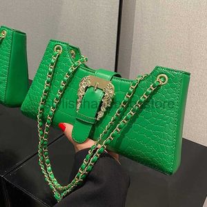 Bolsas de ombro Nova moda feminina crocodilo padrão corrente bolsa de ombro 2023 luxo e exclusivo saco de roupa interior embreagem azul verde braço sacos elegantebolsasloja