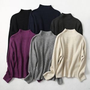 Women's Sweater 85 Silk 15 Cashmere Thin Type Warm Mock Neck Everyday Long Sleeve Solid Color Pullover Top Shirt LY026 230918