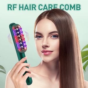 Hårborstar EMS Electric Massage Comb RF Hårvårdskam Led Lätt terapi Scalp Health Care Head Neck Massager Hårtillväxt Anti Håravfall 230918