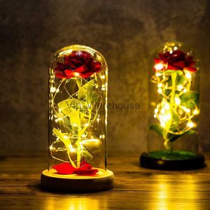 LED -strängar Party Eternal Rose Led Light In Glass Cover Decoration Accessories Mothers Day Valentines Day Gift For Girl Friend Holiday Light HKD230919