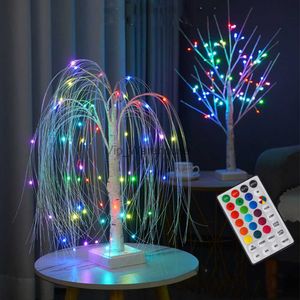 LED Strings Party RGB Willow Light 16 Kolor Sztuczny Brzata Lampa drzewnego Dziecięce sypialnia nocna światło na wesele świąteczne imprezę dekoracje HKD230919