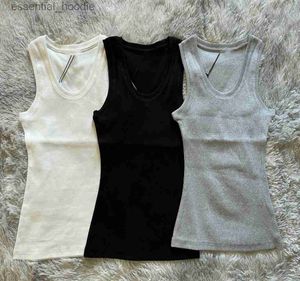 Kvinnors blusar skjortor designer kvinnor tankar camis väst topp anagram broderad bomullsblend tank tops designer kjolar yoga passar två bit klänning bh väst damer solid v