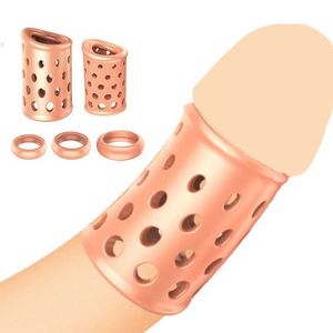 Sex Toy Massager 5st/Set Cock Ring Penis Forhud Rings Ledighet Time Lock Sprem Chastity Cage Förstoring Erotisk för män Vuxen Shop