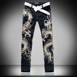 3D Wolf Dragon Leapord wydrukowane chude czarne punkowe dżinsy dla mężczyzn męskie dżinsowe spodnie 2011111265r