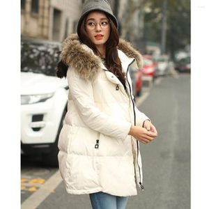 Trench da donna Donna Marca 2023 Moda Giacche invernali lunghe Spessa Piumino da donna con cappuccio Parka Plus Size Nero / Bianco S-4XL E0632