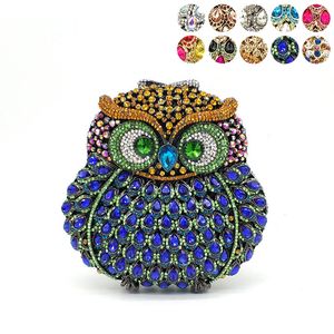 Kvällspåsar Fashion Design Clutch Women Evening Party Bag Diamonds Owl Bird Shape Crystal Purses Bridal Wedding Clutches 230918