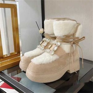 2023-New Diamond Square Button Wool Short Sway Sway Muffin Martin Head Real Fur Fur متكامل الثلج