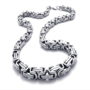 20 - 40 inches Top Selling 8mm wide silver byzantine chain stainless steel Jewelry Men's necklace Pick lenght ship243v