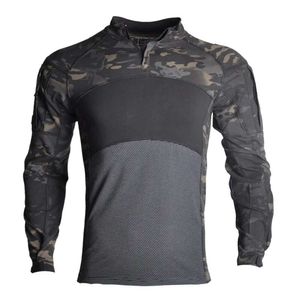 Erkek Tişörtleri Savaş Gömlekleri Kanıtlanmış Taktik Giyim Askeri Üniforma Cp Camo Airsoft Ordu T-Shirt Avcılık Nefes Alabası İş Kıyafetleri