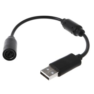 Svart USB Breakaway kabelkabel ersättning för Xbox 360 Wired Game Controller Extension Cables Wire