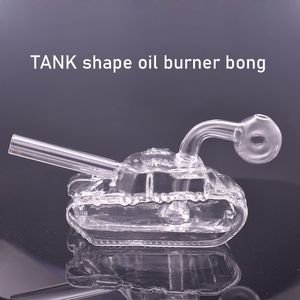 1pcs 14mm Joint Bubbler Oil Burner Pipe Mini Bongos de vidro Percolador Difusor Tubos de água Hookah Bong Reciclagem Filtro Tubos de fumo portáteis com pote de óleo de vidro de 30mm