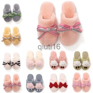 Slippers Winter for Slippers Women Fur Bowknot Yellow Pink White Snow Slides Indoor House Fashion Outdoor Girls Ladies Furry Slipper Soft679 ry x0919