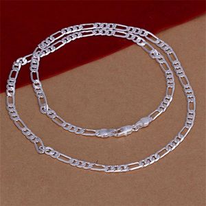 Julklapp 4mm Herrhalsband 'Sterling Silver Plated Necklace STSN102 HELA Fashion 925 Silverkedjor Halsband236R