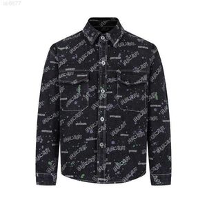 Chaopai Colorful Tie Dye All Over Printing Letter Work Dress Shirt Jacket High Street Style Long Sleeve Thin Coatmm33