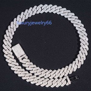 새로운 디자인 아이스 아웃 힙합 보석 버스 다운 보석 13mm 925 실버 커스터마이징 10K 14K VVS Moissanite Cuban Link Chain