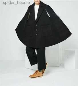 Мужская смесовая шерсть S-7XL! Новинка 2020 года, южнокорейская осенне-зимняя мужская индивидуальная накидка, свободная молодежная накидка в длинном шерстяном пальто, толстом пальто L230919