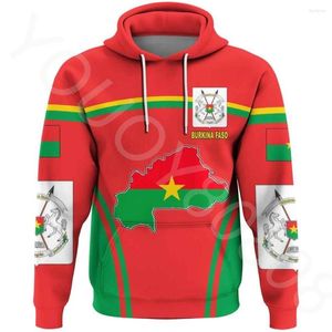 Herr hoodies afrikansk region och kvinnors tröja kläder casual mode pullover hoodie burkina faso evenemang flagga zip