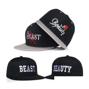 4 дизайна, весна-лето, бейсболка, кепка Beauty Beast, хип-хоп, Snapback, регулируемая плоская шляпа от солнца, кепка для влюбленных, Прямая доставка Dhvrf