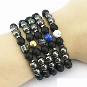 Atualização frisada Magenetic Hematite Strands Pulseira Imperial Jasper Turquesa Mulheres Mens Pulseiras Moda Jóias Drop Delivery Dhfvw