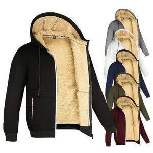 Giacche da uomo Cappotti invernali in lana d'agnello Addensare calde Felpe con cerniera a maniche lunghe Casual Sport in pile Cappotto nero Giacca da uomo con cappuccio da donna 230919