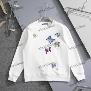xinxinbuy Men designer Hoodie Sweatshirt 24ss Butterfly flower letter embroidery long sleeve women Black S-XL