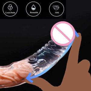 Seks Oyuncak Masajı Yeni Penis Büyütme Silikon Yeniden Kullanılabilir Kollu Mallar Erkekler İçin Samimi Mallar Esnek Glans Dildo