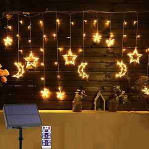 Stringhe LED Party 3,5 m 138 led Natale Luce solare esterna Fata Stella Luna Ghiacciolo Tenda luminosa per matrimonio Vacanze Giardino Gazebo Decor HKD230919