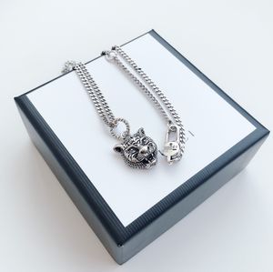 Silver chain extremely simple casual GGG tiger head necklace for both men and women