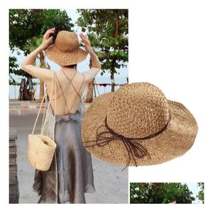 14 Designs Women St Hats With Bow-Knot Handmade Sun Hat Snapback Fashion Folding Gorras Wide Brim Bonnet Drop Delivery Dh3Py