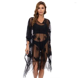 Mulheres Swimwear Vestidos de Praia Lace Bikini Verão Protetor Solar Xaile Seaside Férias Lazer Moda Roupas Primavera P1