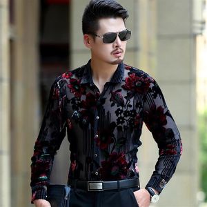 Spring Autumn Long Sleeve Men's Shirts Male Velvet Formal Men Full Dress Shirt For Man Slim Masculina Camisa Casual3157