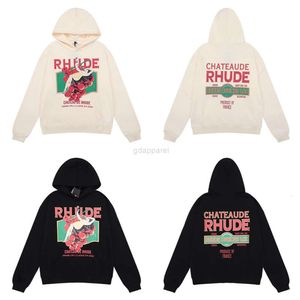 Designer de moda roupas de luxo moletom masculino rhude americano hoodie oversize pequena marca de moda de rua ins primavera e outono casal suéter