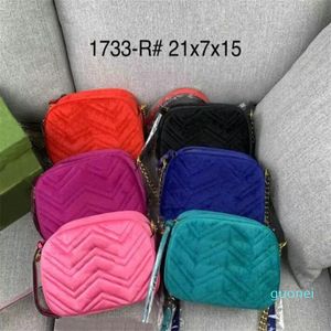 Tasarımcı -Marmont Velvet Çantalar Çanta Kadın Omuz Çantası Lüks Çanta Çantaları Zincir Crossbody Çantalar