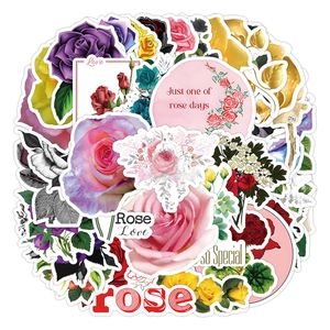 52Pcs-Pack Rose Stickers Waterproof Vinyl Stickers for Luggage Water Bottle Laptop Car Planner Scrapbooking Phone Mac Door Wall Decals