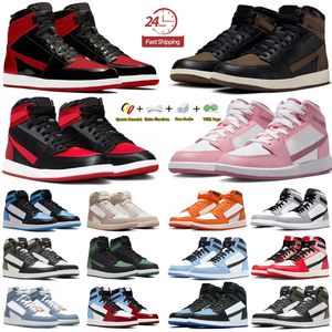 Jumpman 1 High OG 1s Mens Basketball Shoes Stain Bred Patent Palomino UNC Toe Starfish University Blue UNC Toe Women kids babay children Trainers Sports Sneakers GAI