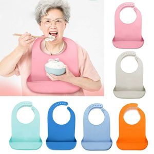 1 Pc Waterproof Adult Mealtime Anti-oil Silicone Bib Protector Disability Aid Apron Senior Citizen Aid Aprons