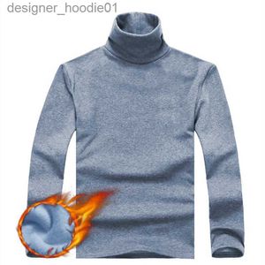 Women's Thermal Underwear Thermo Underwear Men's Slim Winter Turtleneck Bottom Shirts Thick Warm Fleece Pullover Long Sleeve Tops Slim Base T-Shirt L230919